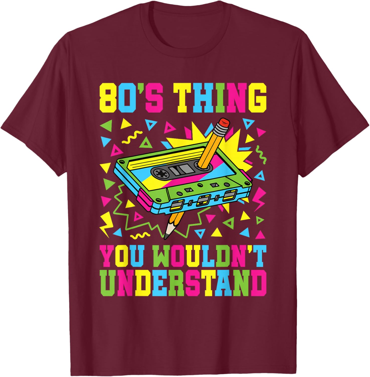 80s Cassette Tape Pencil Rewind Graphic Tee Retro Vintage Style Cotton T-Shirt For Men Women S