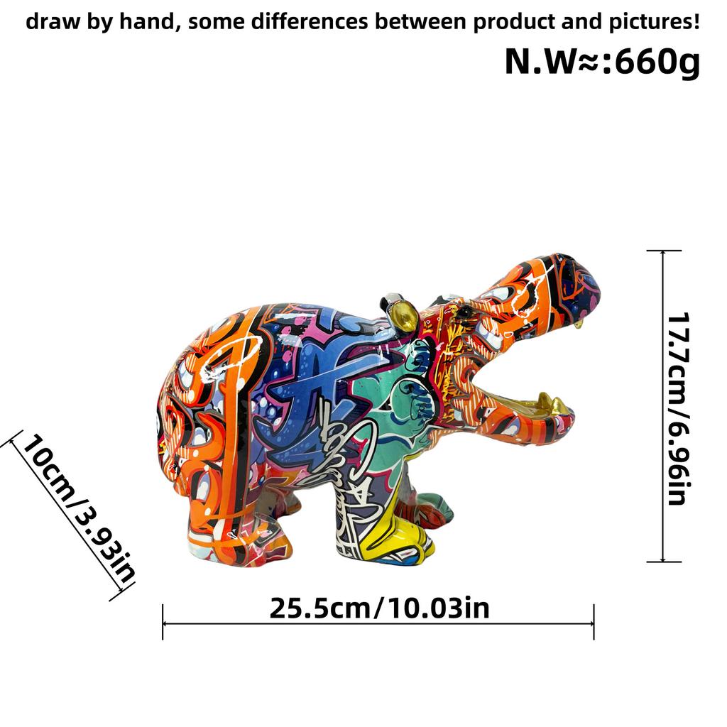 Nordic Creative Colorful Big Mouth Hippo Ornaments Home Living Room Office Desktop Animal Resin Craft Decoration