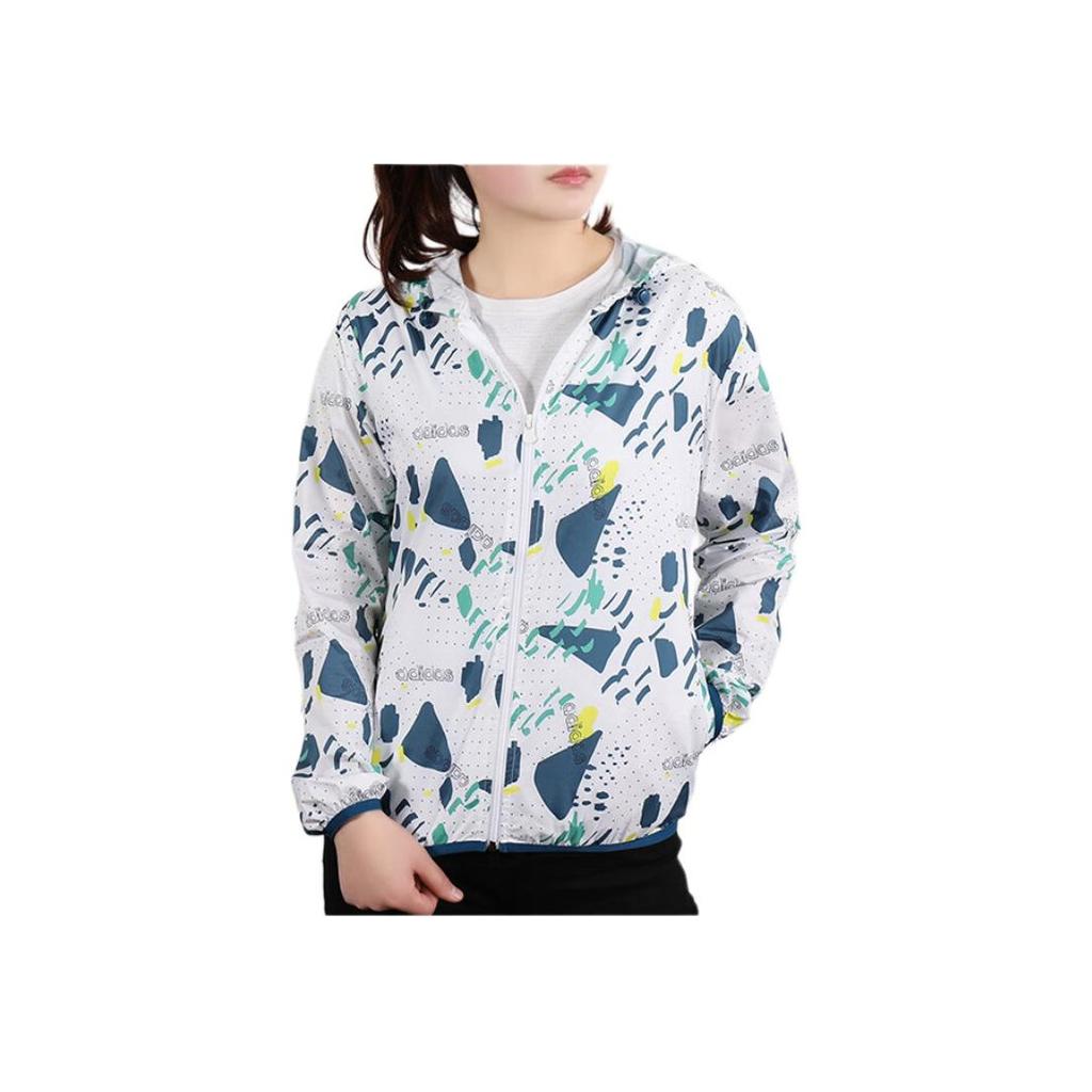 Adidas Neo Printed Pattern Sports Hooded Jacket Women Jacket White DW7778