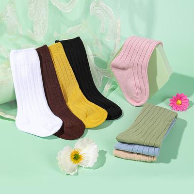 Moda Primavera Algodón Calcetines para Recién Nacidos Color Caramelo Sólido Niños Pequeños Calcetines Largos Para Niños Bebés Niñas Niños Calcetines Hasta la Rodilla