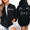 Women Zipper Hoodies Autumn Winter New Cute Cat Heatbeat Line Print Hoodies Streetwear Women Zip Up Jacket Coat Clothing
