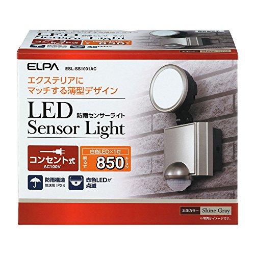ELPA LED Sensor Light, 1 Light, 10W (White / 14.5 X 18 X 11.5 Cm), Outdoor Outlet (ESL-SS1001AC)