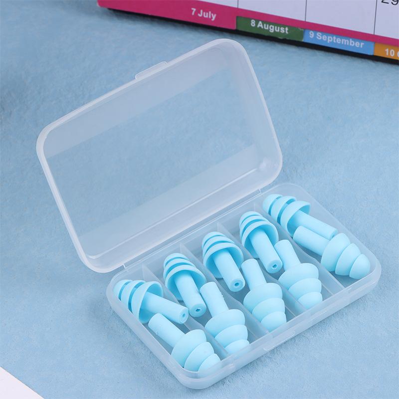 5 Paare/Box Komfort-Ohrstöpsel Geräuschreduzierung Weiche Silikon-Ohrstöpsel Schwimmen Silikon-Ohrstöpsel Schutz-Schlaf-Ohrstöpsel