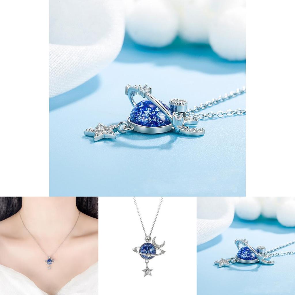 Cosmic Star Moon Necklace With Cartoon Design For Women And Men