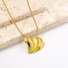 Gold-Plated Titanium Steel Heart Stud Earrings & Collarbone Chain Jewelry Set for Women in European American Style.