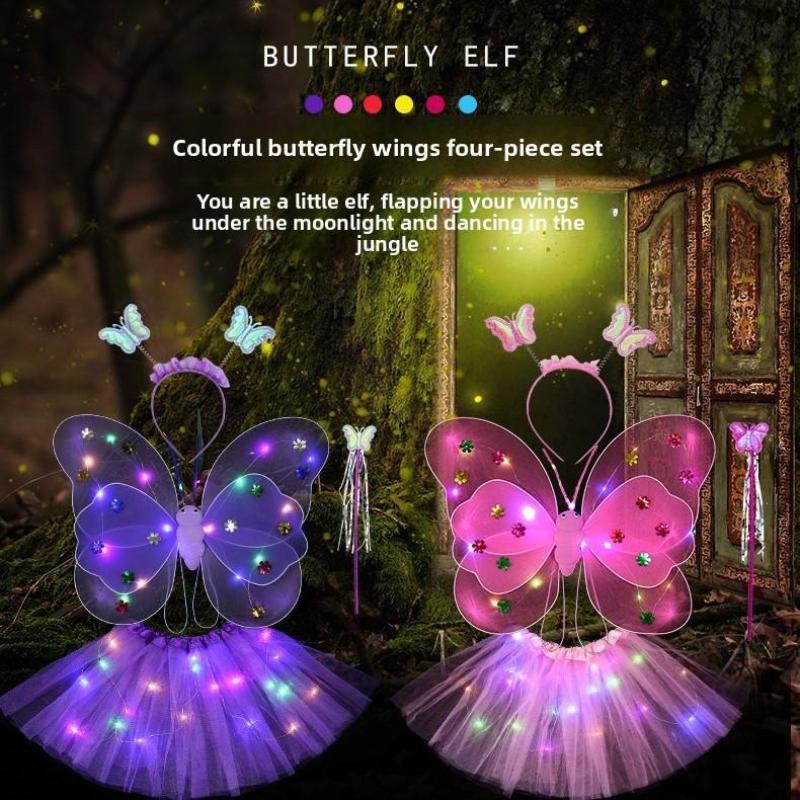 Luminous Wings Flashing Butterflys Skirt Lights Suits LED Children Costume Toys Girls Angel Children Fairy Props Photography Toy
