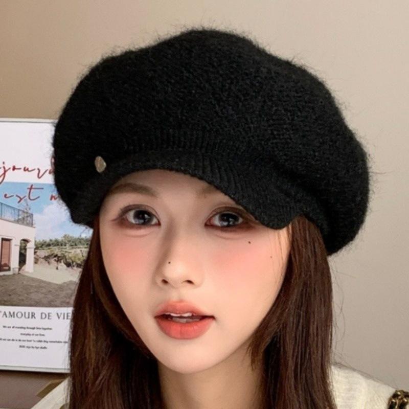 Шляпа Женская Осенне-зимняя Утепленная Теплая Кепка Восьмиугольная Шляпа Ветрозащита Защита Ушей Вязаная Шерстяная Шляпа ONE SIZE чёрный