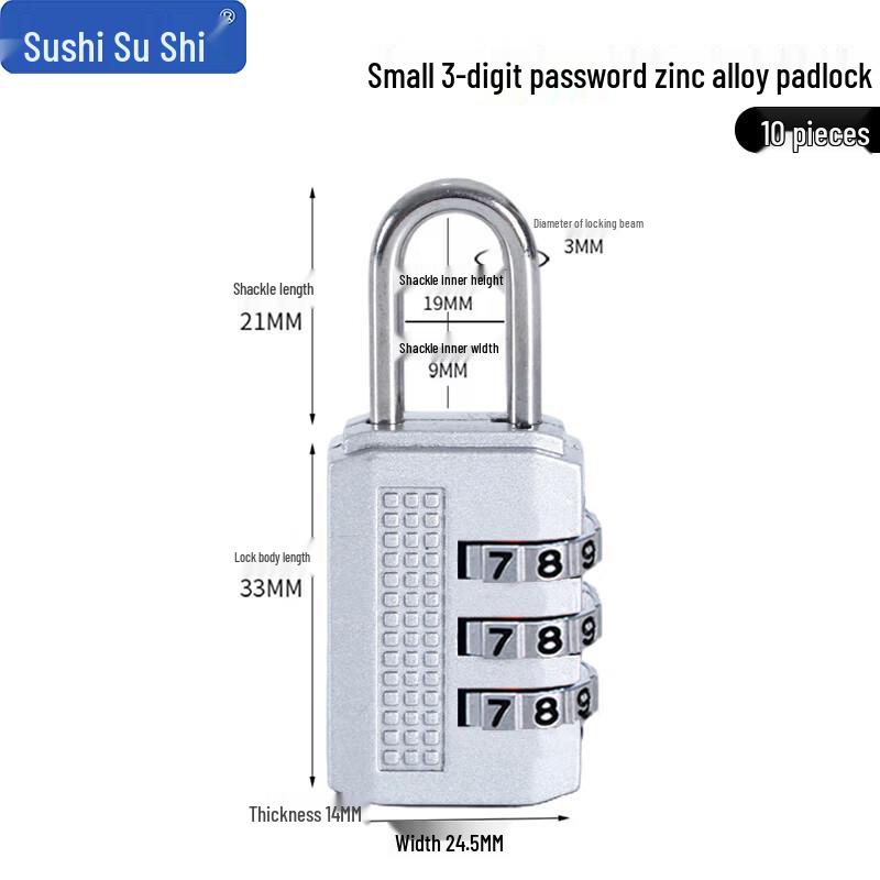 SUSH Combination Padlock for Drawers & Cabinets Small 3-digit