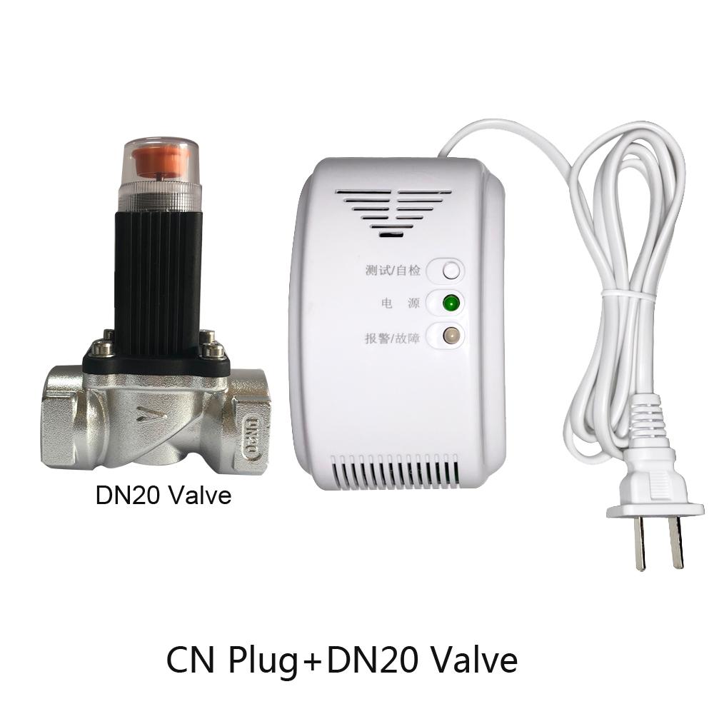 90-240VAC Kitchen CH4 Natural Gas Leaking Detector Magnetic Solenoid Valve Cut Off Coal Gas Fire Alarm Sensor For Home Security