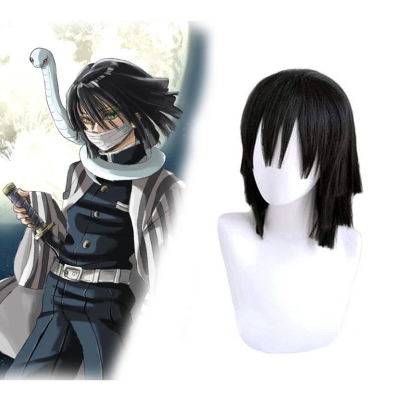 Stylish Black Layered Short Hair Wig For Cosplay Demon Slayer Kimetsu No Yaiba