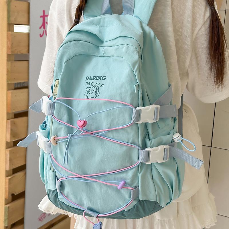 

New schoolbag female junior high school student high school student campus versatile backpack large capacity backpack синий