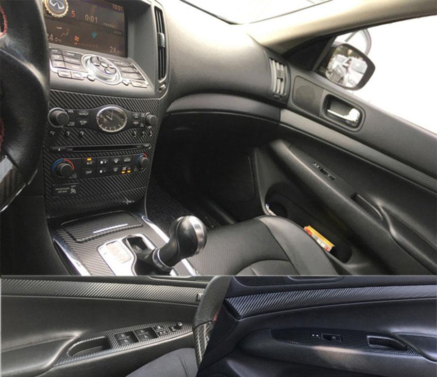 Kit Adesivi Decorativi Interni Auto Effetto Fibra di Carbonio Per 10-16 Infiniti G25 G37