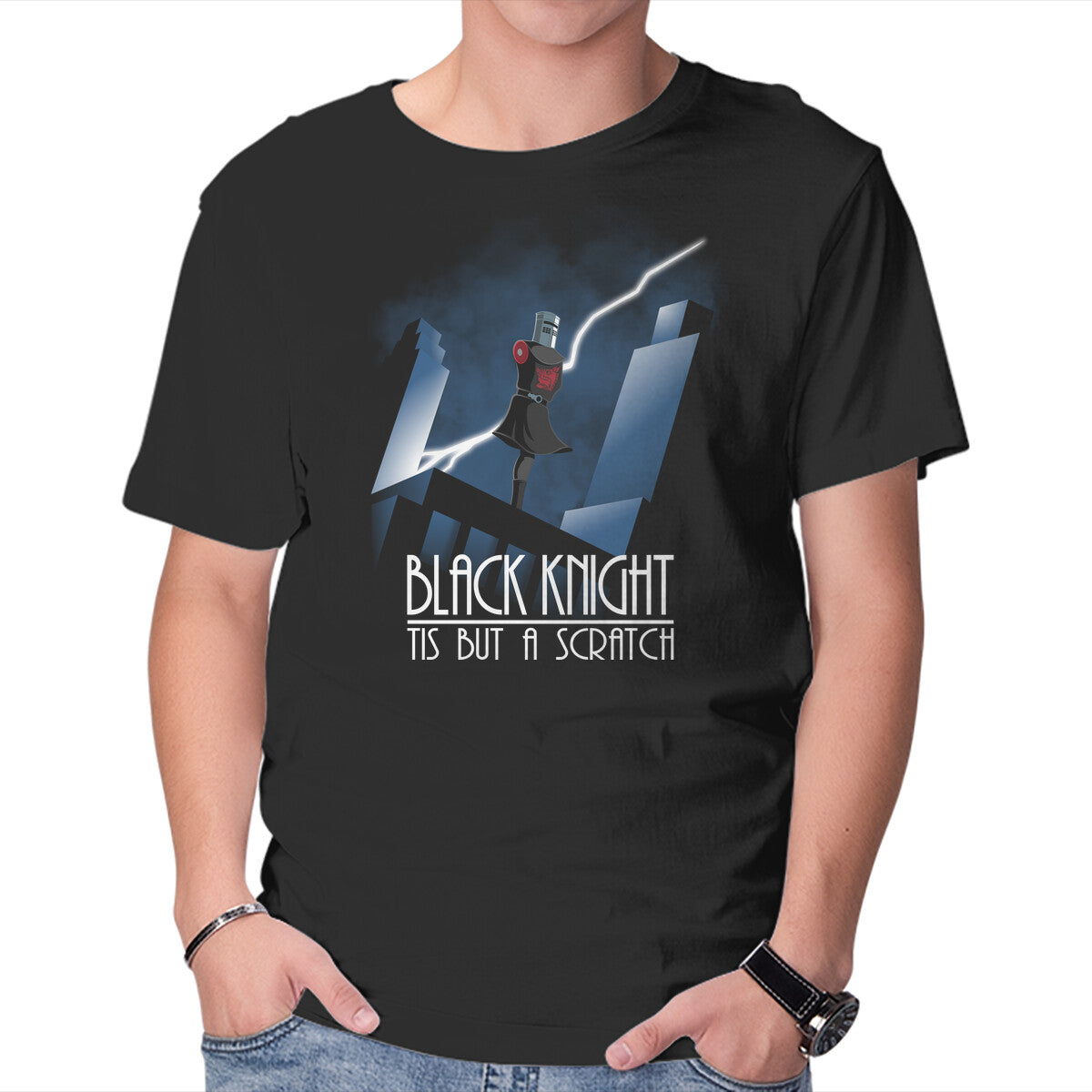 Unisex Crew Neck T-Shirt Tis But A Scratch Knight Graphic Short Sleeve Casual Tee XXXXL