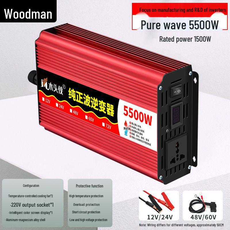 High-Power Inverter 12V/24V/48V/60V to 220V, 3000W/4000W/5000W for Car/Home Use