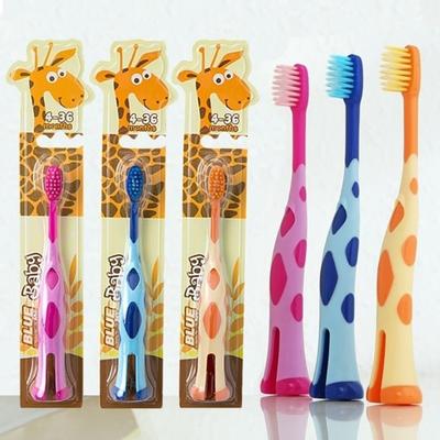 Cute Giraffe Children Training Toothbrushes Soft Stand Brush Dental Oral Care