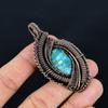 Blue Copper Turquoise Handmade Gemstone Pendant, 999 Copper Wire Wrapped Pendant Antique Jewelry, For Engagement Gift