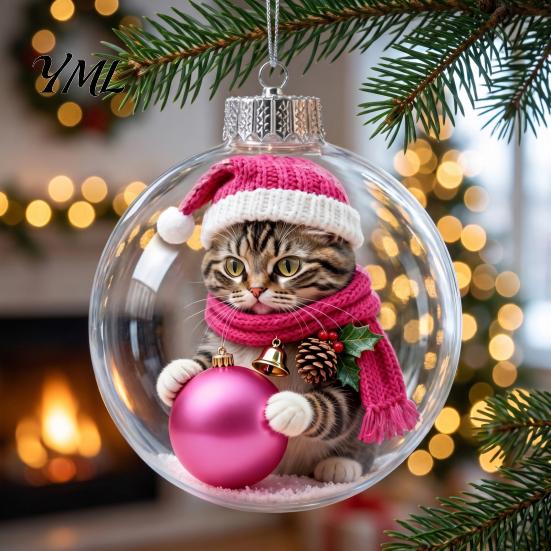 Kreative Winterferien-Geschenke Leuchtendes Weihnachtsgeschichten-Ornament, Licht?Up Mini Animals Hängender Ball Schmuck mit Warmem 3D Szenen Kugeln LED
