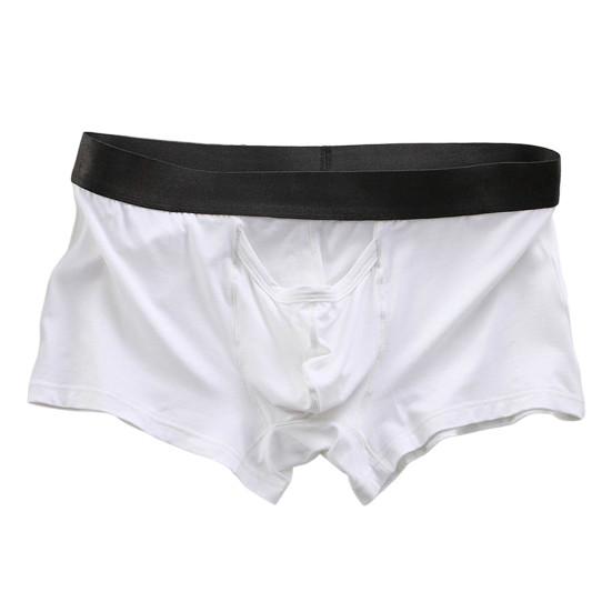 Mid-Rise Elastic Waistline Men Panties Simple Patchwork Color U Convex Shorts Briefs