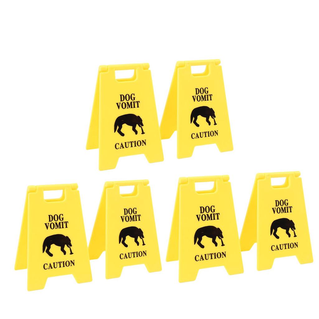 6PCS Dog Vomit Caution Sign Printed Funny Pet Vomit Warning Sign for Yard Home Office Remind Decoration