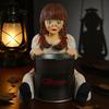 Horror Girl Figurine Creepy Girl Doll Popcorn Bucket Halloween Table Centerpiece Scary Girl Statue for Horror Themed Parties