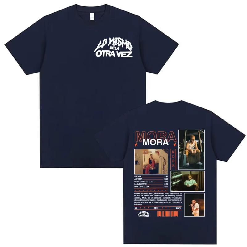 Rapper Mora Lo Mismo Dela Otra Vez Tour Merch T-shirts Men Fashion Hip Hop Vintage T Shirt Unisex Short Sleeve T-shirt Tops