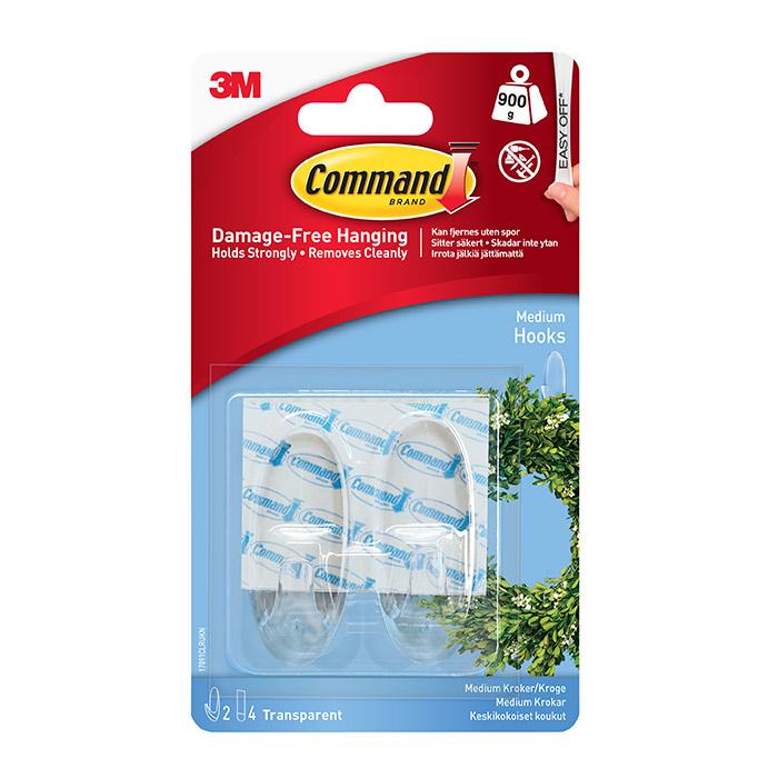 17091CLR Command Medium Clear Hooks 900g 2pk