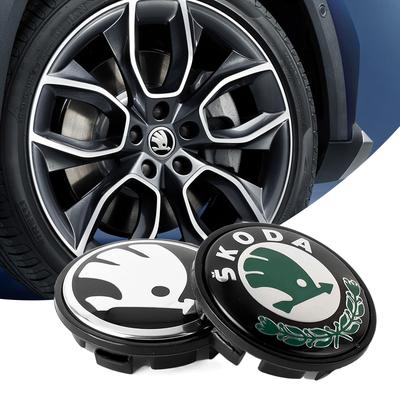2025 New 4Pcs 55/65mm Car Emblem Wheel Center Hub Caps Covers For Skoda Octavia Kodiaq Enyaq iV Kamiq Scala Superb Fabia Yeti Vi