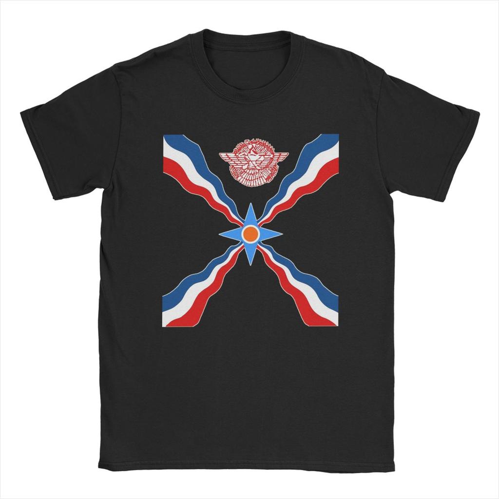 Assyrian Flag Assyria T-Shirts Men Fashion Pure Cotton Tees Round Neck Short Sleeve T Shirt Gift Idea Clothes