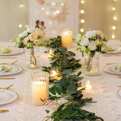 2pcs Glass Candlestick For Cylindrical Candles Dry Flower Hydroponic System Minimalist 9x10/15cm