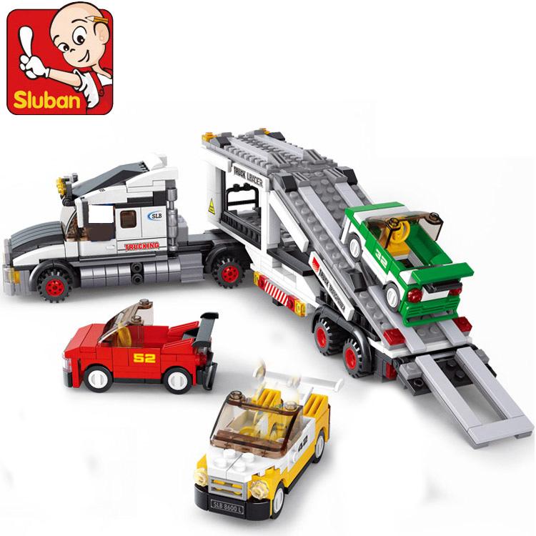 School Bus Truck Building Blocks City Vehicle Friends Wagon Lorry Cargo Van Race Car Transporter Models Sets Construction Toys