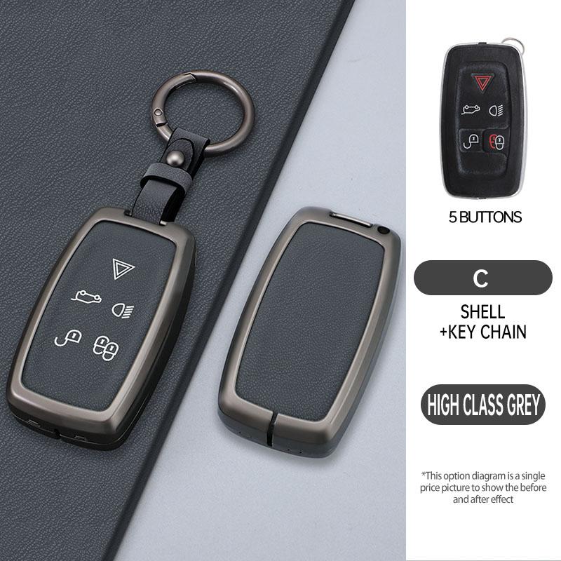 Car Key Case Cover For Land Rover Sport Freelander Discovery 4 Range Rover Sport Lr4 2010-2012 Zinc Alloy Leather Auto Keychain