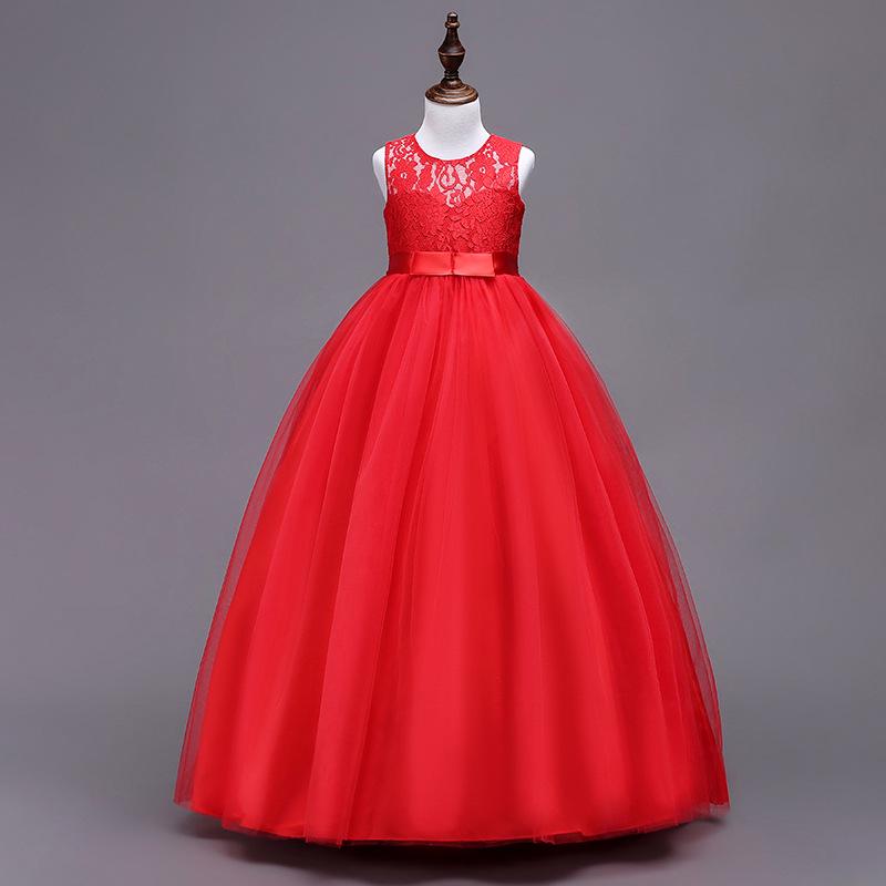 Children's Formal Lace Princess Dress with Long Puffy Skirt for Weddings