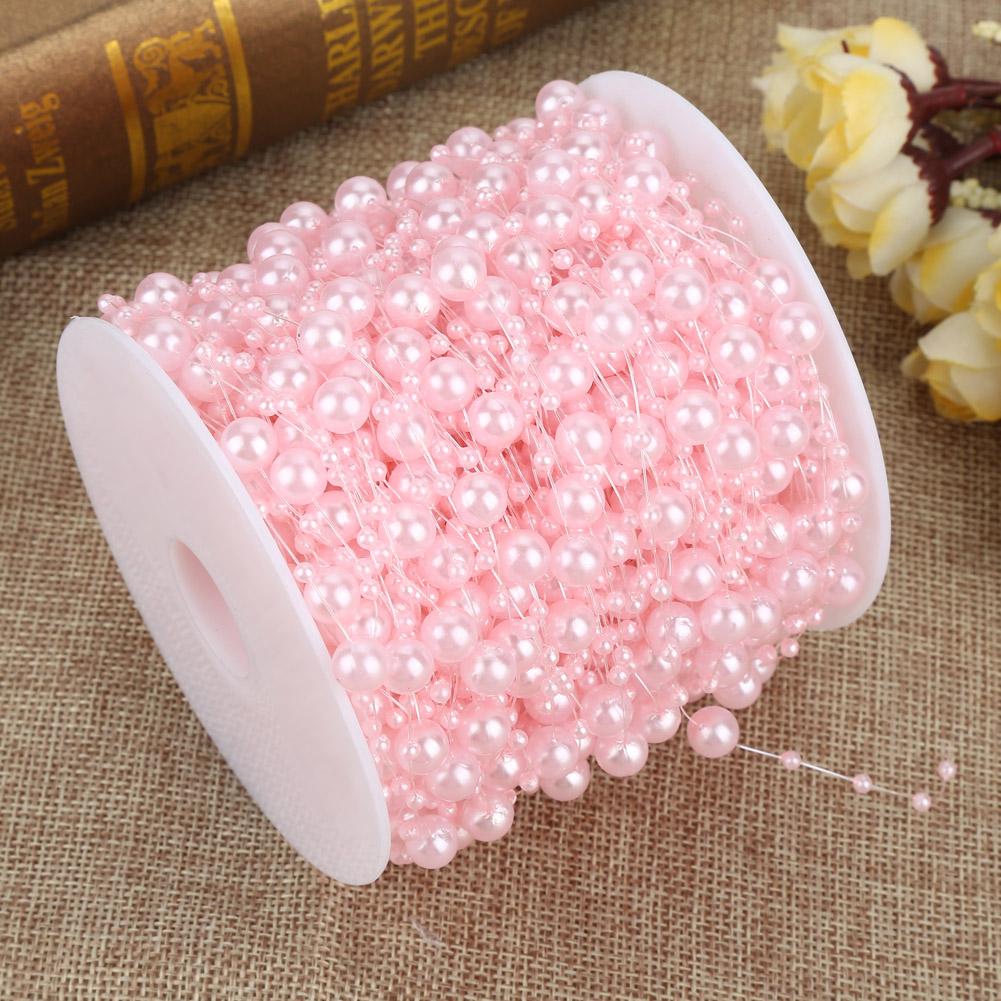 60mCelsiusroll Grinding Pearl Wire Beads Garland String Wedding Decoration 3mm+8mm(white)