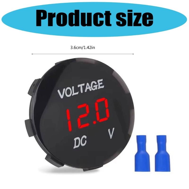 Panel Mount Digital Meter 3-30V with LED Display, 12V 24V Battery Monitor for Motorcycle Boat Car Equipment Use