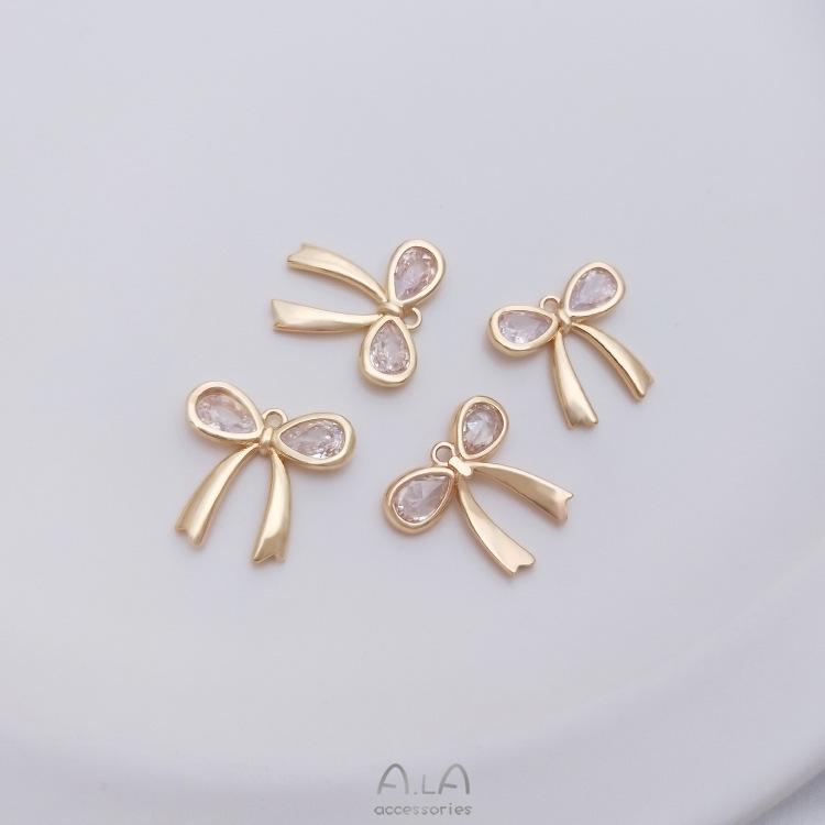 14K Gold-Filled Zirkon Schleifenanhänger für DIY-Schmuck