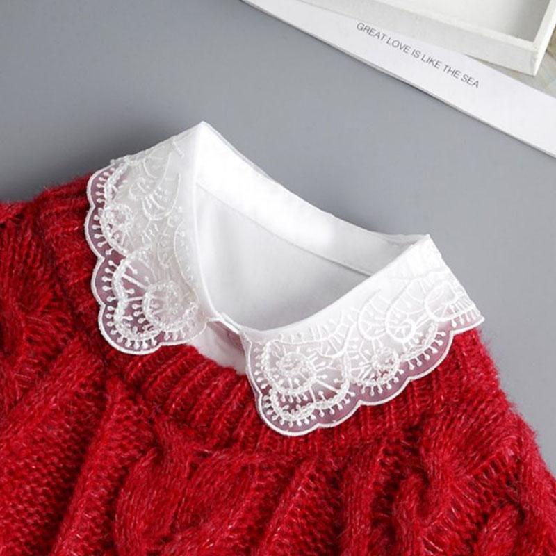 Fashionable Cotton Lace False Collar Shirt, Women's Detachable Collar Shirt, False Tie, Lapel Shirt Top