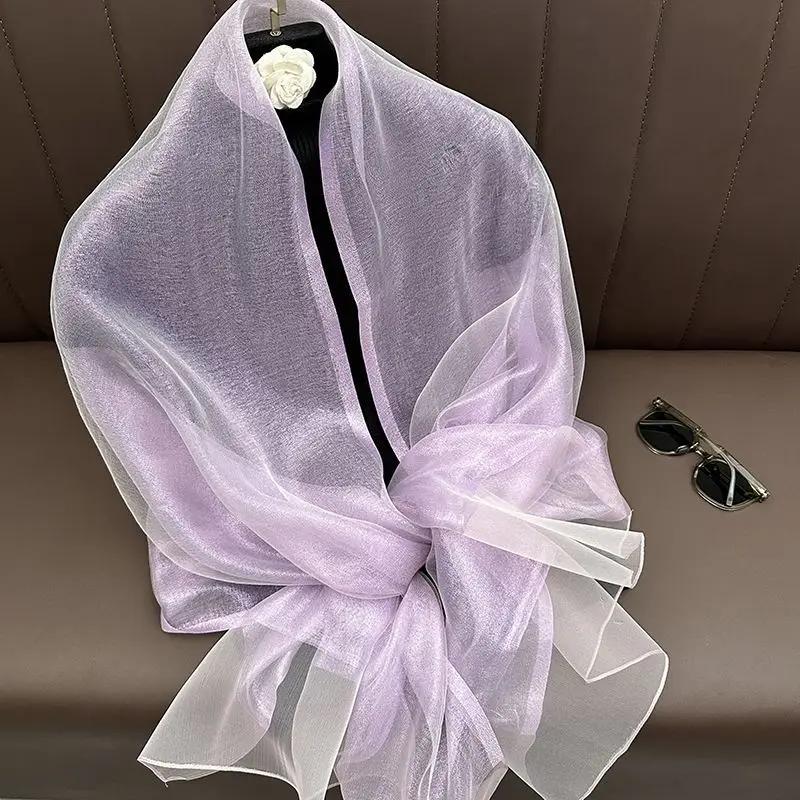 Autumn And Winter New Simulation Silk Double Layer Scarf Shawl Elegant And Elegant Temperament Mom'S Women'S Long
