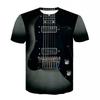 Summer Round Neck 3D Musical Instrument Print Top Fashionable Casual Short Sleeved Men's T-shirts