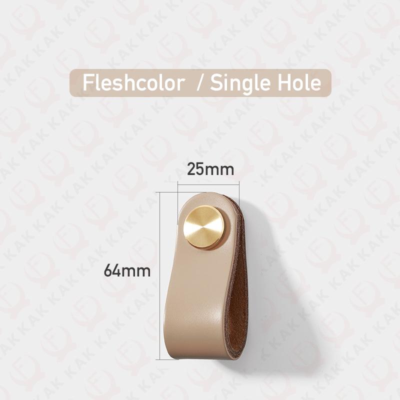 

KAK Cowhide Leather Cabinet Handles Nordic Furniture Handle for Kids Room Brass Copper Kitchen Handle Drawer Knobs Door Hardware