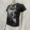 European and American Y2K dark personality printed fashionable retro temperament T-shirt