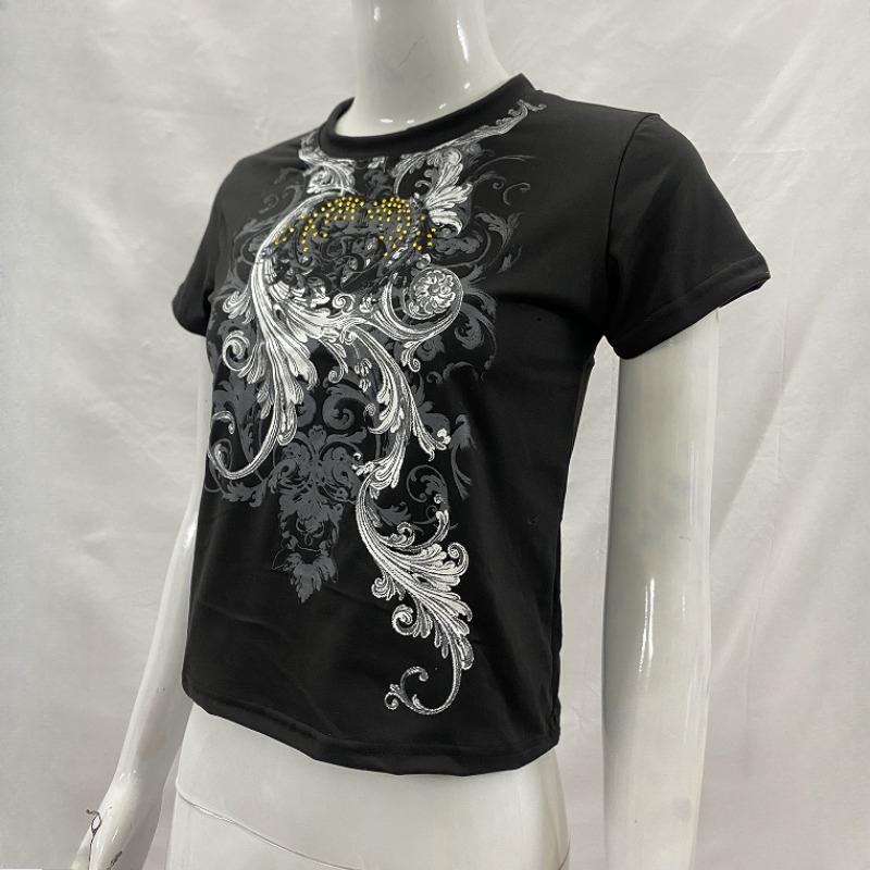 European and American Y2K dark personality printed fashionable retro temperament T-shirt
