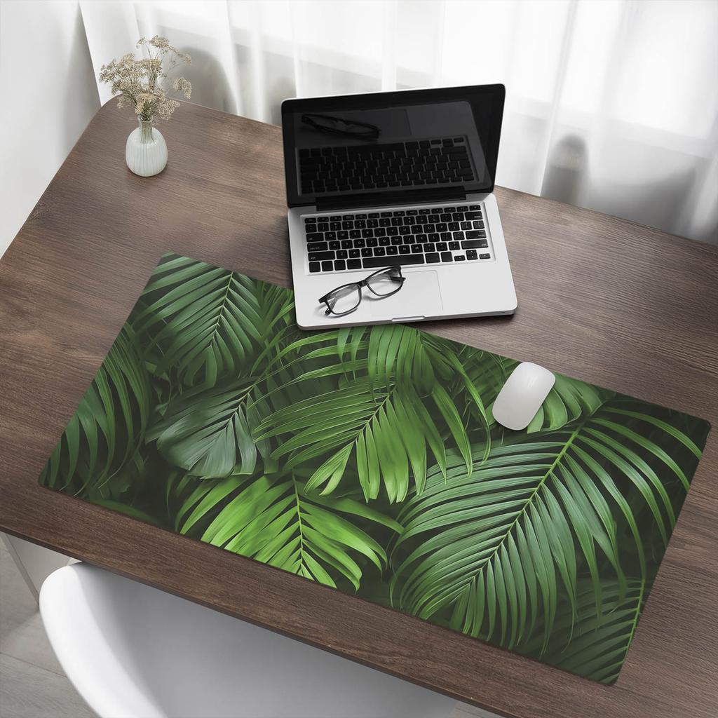 Protective Mat for Countertop for Company Office Palm Leaves Background 100X50 Cm
