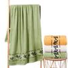 70X140Cm Bamboo Big Towel Luxury Hotel Home Embroidered Bath Towel Cover Personalized Sport Gift Towels Green Coffee Cream 