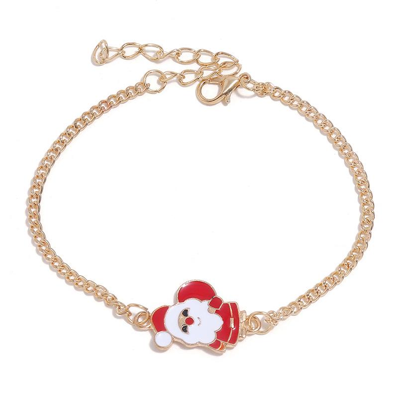 Christmas Cute Santa Necklace, Ring, Earrings & Bracelet Set - European & American Style