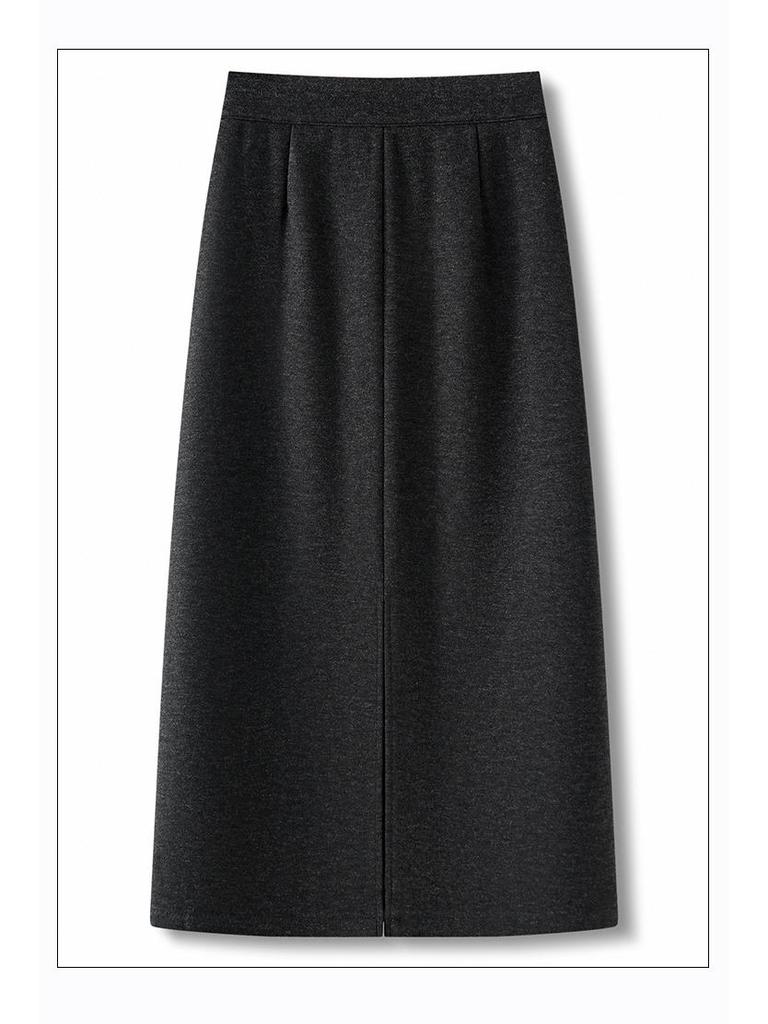 Soft & Fluffy Wool-Blend Mid-Length High-Waisted Slim-Fit Skirt for Women - 2025 Winter Collection