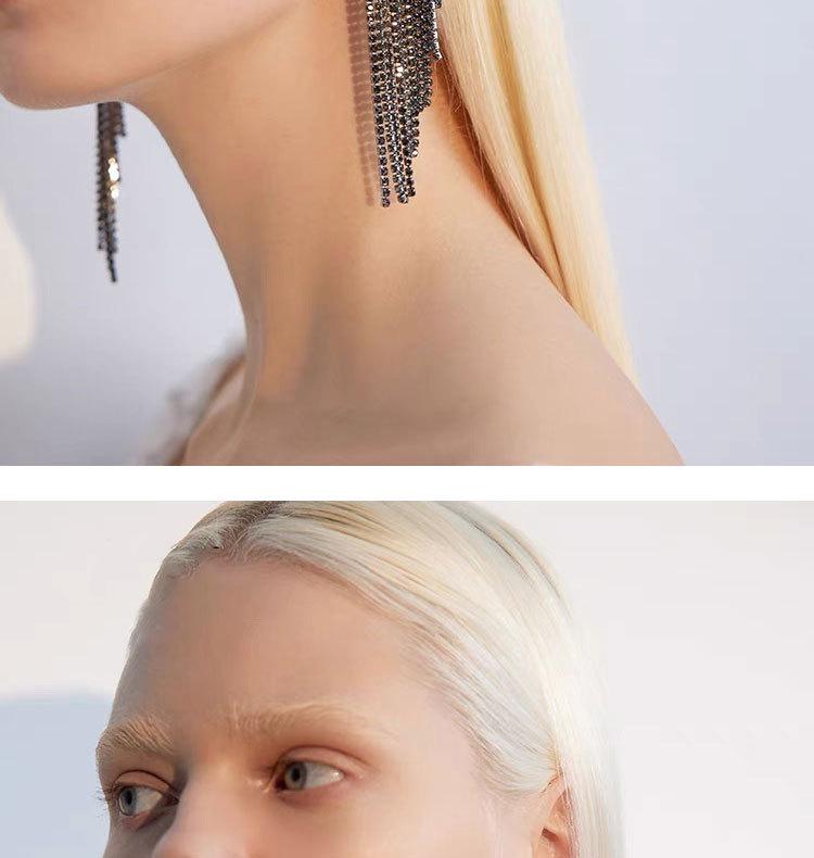 925 Silver Needle Multifaceted Chain Tassel Earrings with Diamonds for Women - European and American Statement Jewelry
