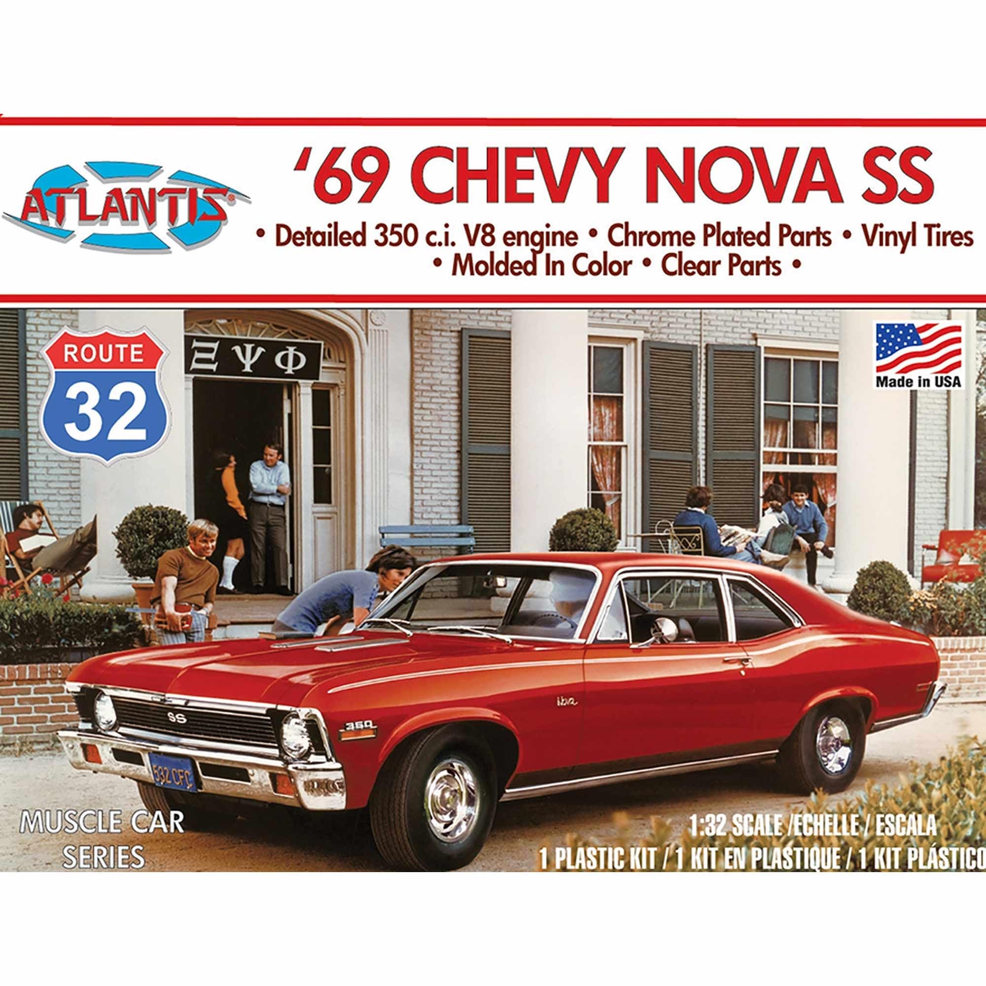 

Atlantis Models Route 32 1969 Chevrolet Nova SS Plastic Model Kit 1/32 (ATLAMCM2006) чёрный