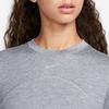 Nike Solid Color Round Neck Casual Pullover Knit Long Sleeve Breathable T-Shirt Women Tops Gray FB4298-084