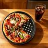 4Pcs Non-Stick Pizza Pan with Perforated Holes Heavy-Duty Round Barbecue Grill Pan Heat-Resistant Multipurpose Baking Tray for Bread Roasting Grilling