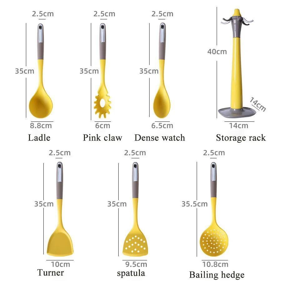 Set of 7 silicone spatula, high aesthetic and heat-resistant, double color, special spatula for frying, household utensils